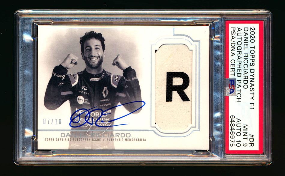 2020 Topps Dynasty F1 #DAP-DR Daniel Ricciardo ROOKIE Patch Autograph #07/10 PSA 9 Mint DNA 10 ** (SOLD - $895.00 - 10/30/2024) **