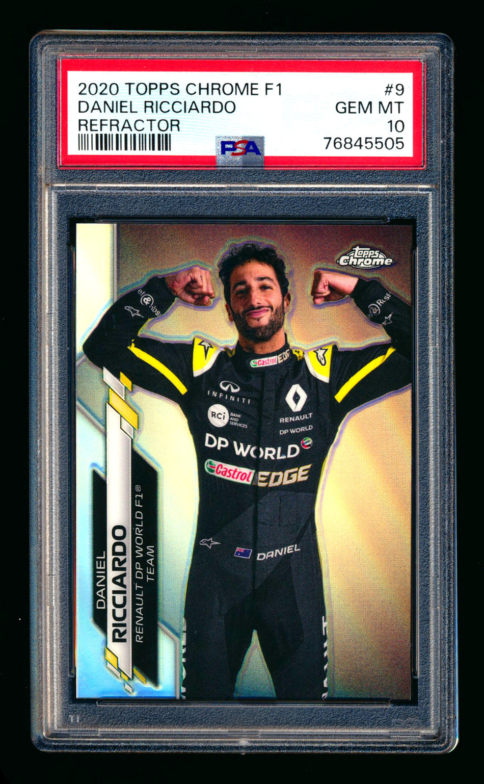 2020 Topps Chrome F1 #9 Daniel Ricciardo RC Refractor Portrait PSA 10