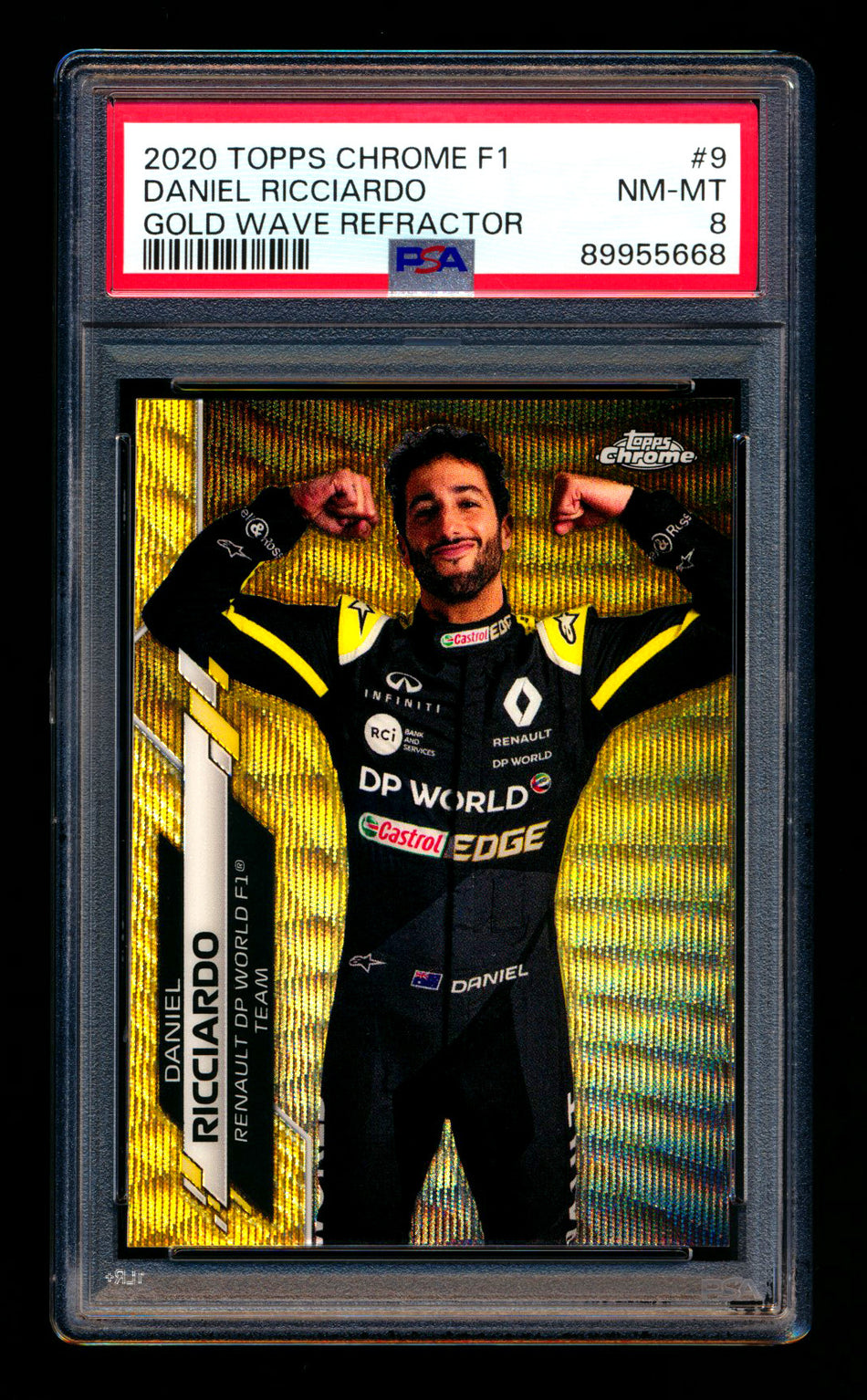 2020 Topps Chrome F1 #9 Daniel Ricciardo RC Gold Wave Refractor Portrait #46/50 PSA 8 ** (SOLD - $200.00 - 12/15/2024) **