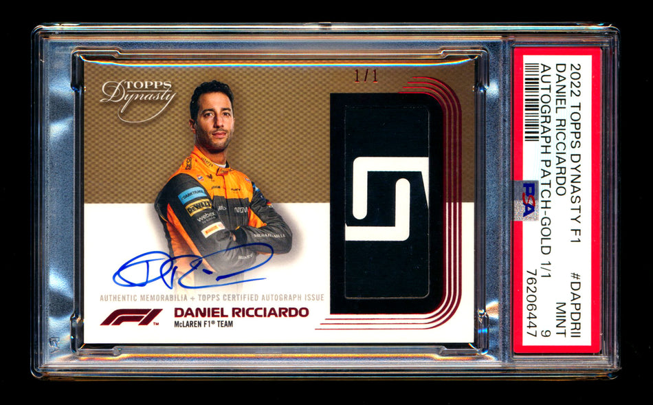 2022 Topps Dynasty F1 #DAP-DRII Daniel Ricciardo Gold Patch Autograph #1/1 PSA 9 Mint - POP 1! ** (SOLD - $700.00 - 3/14/2025) **