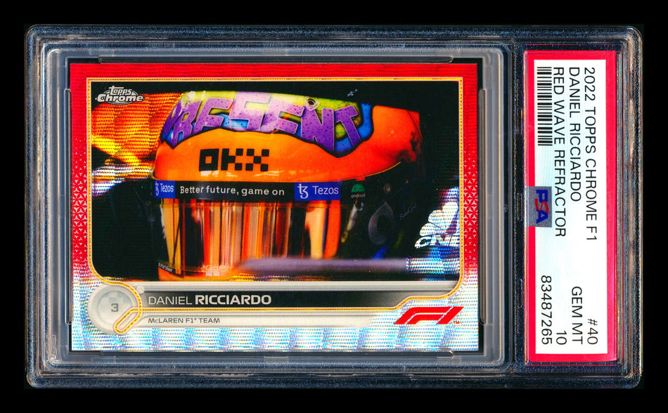 2022 Topps Chrome F1 #40 Daniel Ricciardo Red Wave Refractor #5/5 PSA 10 (Last #!)