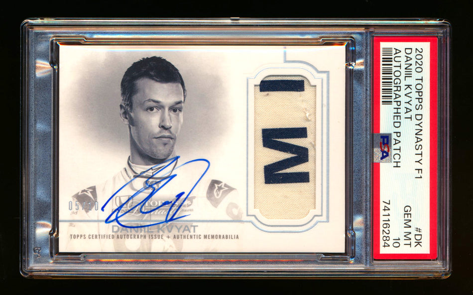 2020 Topps Dynasty F1 #DAP-DK Daniil Kvyat ROOKIE Patch Autograph #05/10 PSA 10 Gem Mint ** (SOLD - $649.00 - 10/26/2024) **