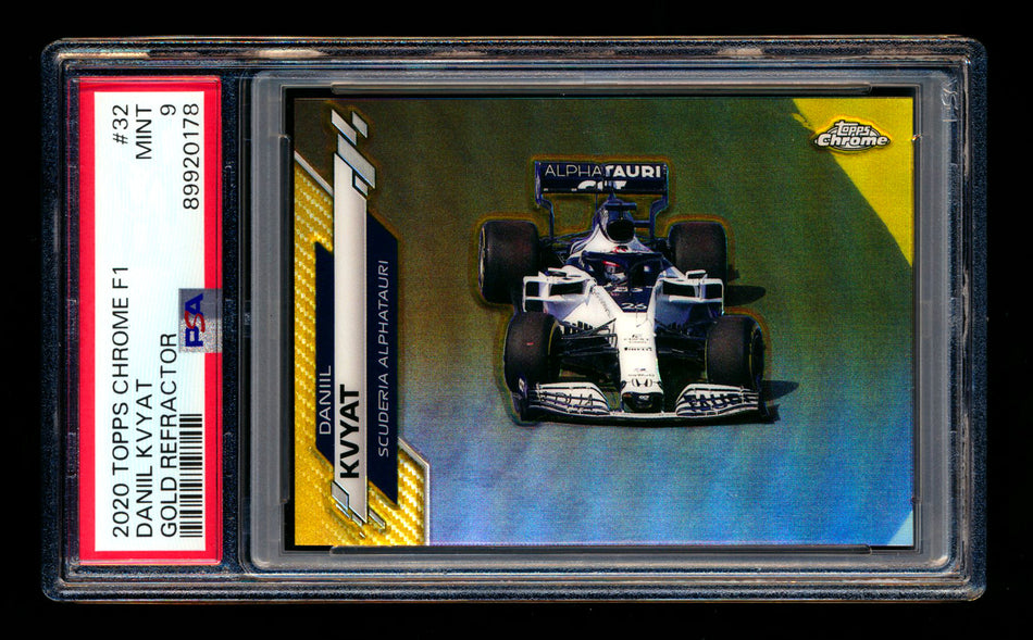 2020 Topps Chrome F1 #32 Daniil Kvyat RC Gold Refractor #14/50 PSA 9