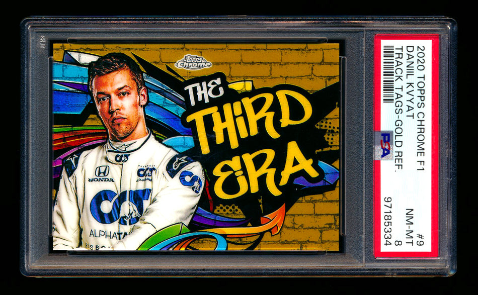 2020 Topps Chrome F1 Track Tags #TT-9 Daniil "The Third Era" Kvyat RC Gold Refractor #08/50 PSA 8 ** (SOLD - $295.00 - 1/17/2025) **