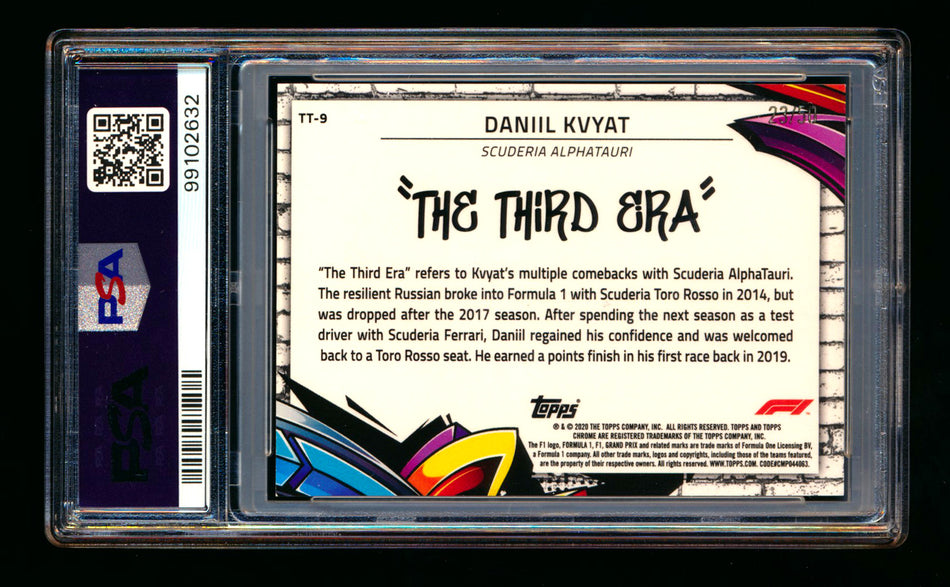 2020 Topps Chrome F1 Track Tags #TT-9 Daniil "The Third Era" Kvyat RC Gold Refractor #23/50 PSA 8 ** (SOLD - $379.00 - 2/28/2025) **