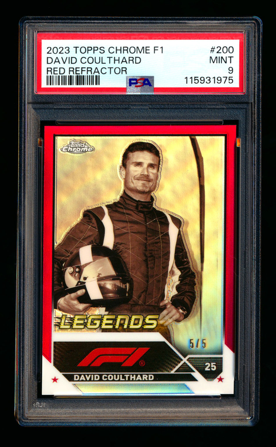 2023 Topps Chrome F1 #200 David Coulthard 1ST Year Red Refractor #5/5 PSA 9 (Last #!)
