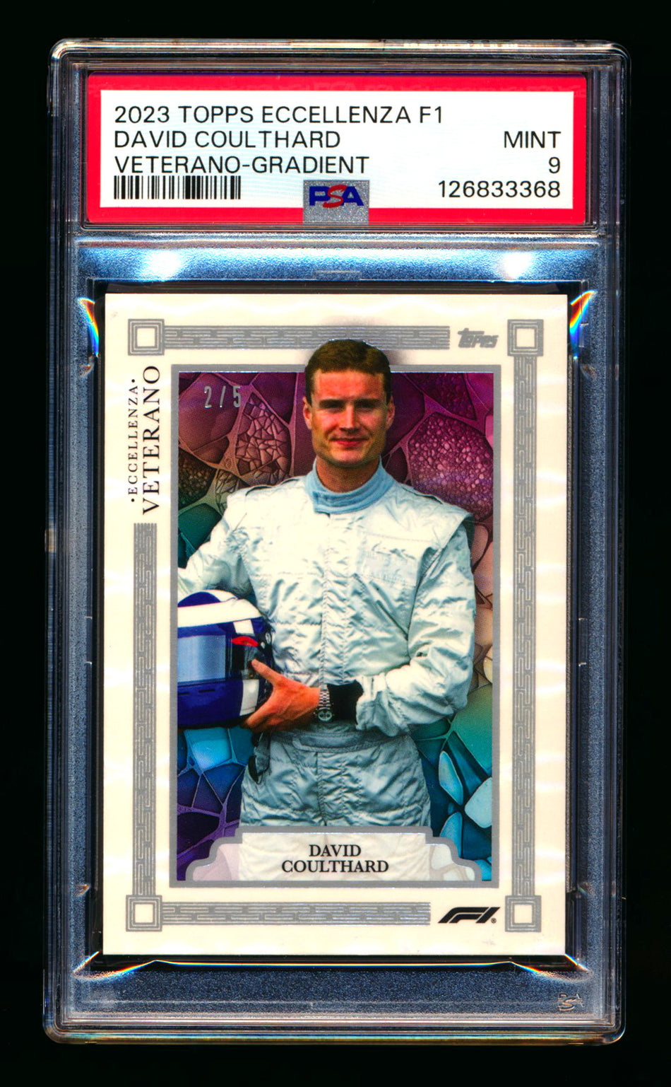 2023 Topps Eccellenza F1 Veterano David Coulthard 1ST Year Gradient Parallel #2/5 PSA 9 (Car Number #2)