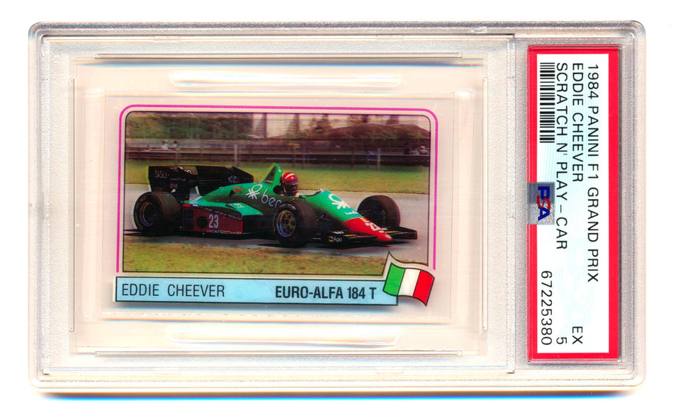1984 Panini F1 Grand Prix Eddie Cheever Scratch N' Play Car PSA 5