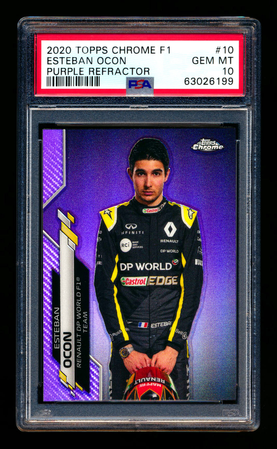 2020 Topps Chrome F1 #10 Esteban Ocon RC Purple Refractor Portrait #384/399 PSA 10 (Ultimate Wishlist - Wish Granted!) ** (SOLD - $400.00 - 11/20/2024) **