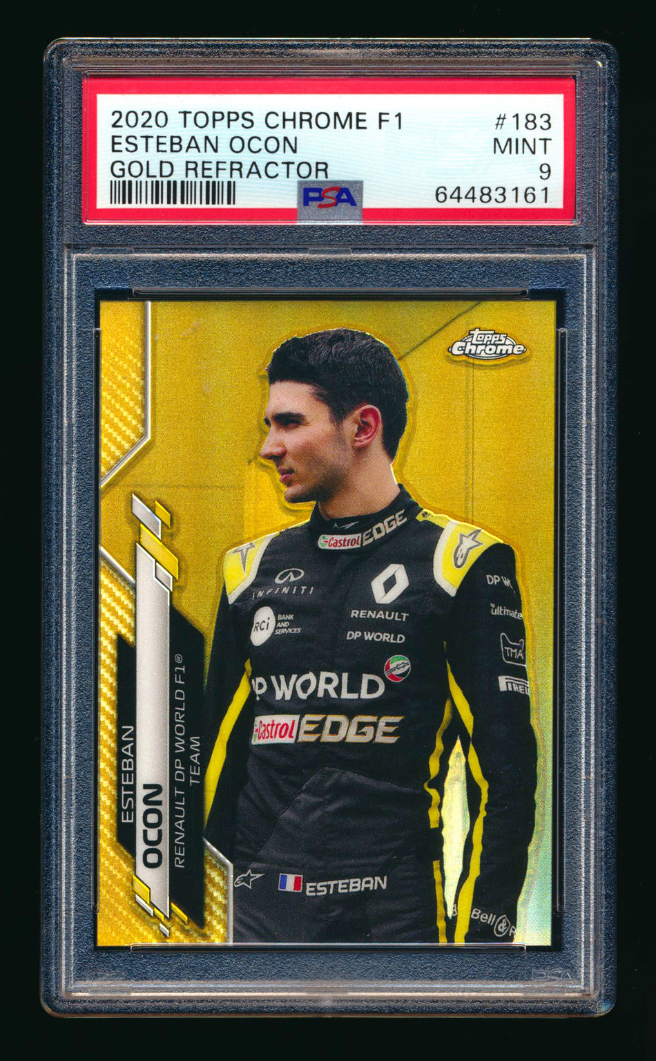2020 Topps Chrome F1 #183 Esteban Ocon RC Gold Refractor #08/50 PSA 9