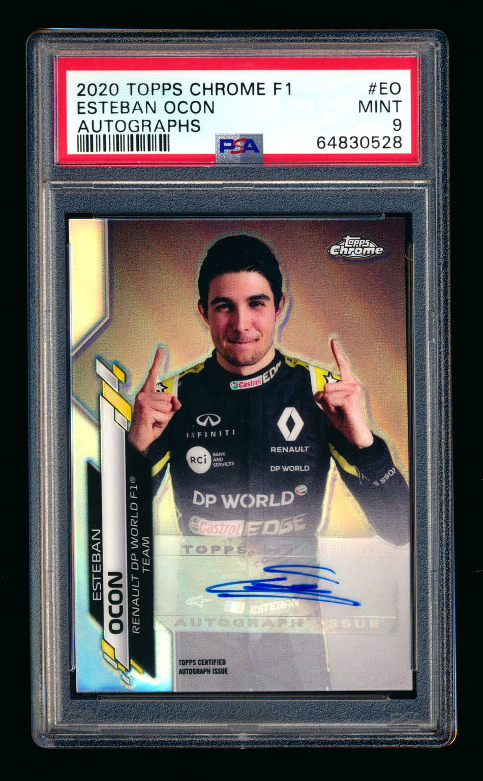 2020 Topps Chrome F1 #F1A-EO Esteban Ocon RC Refractor Autograph #41/86 PSA 9