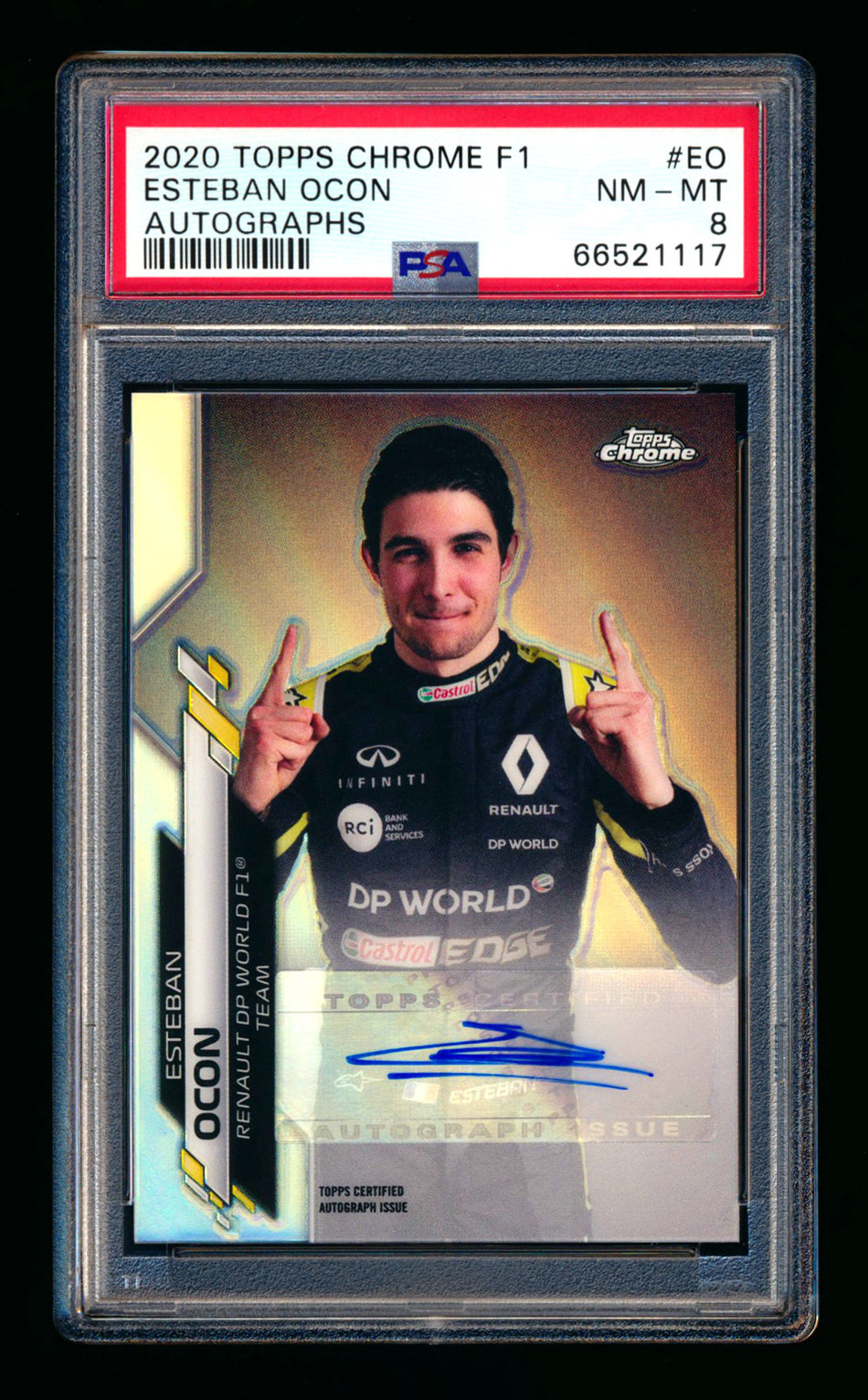 2020 Topps Chrome F1 #F1A-EO Esteban Ocon RC Refractor Autograph #35/86 PSA 8 ** (SOLD - $269.00 - 10/23/2024) **