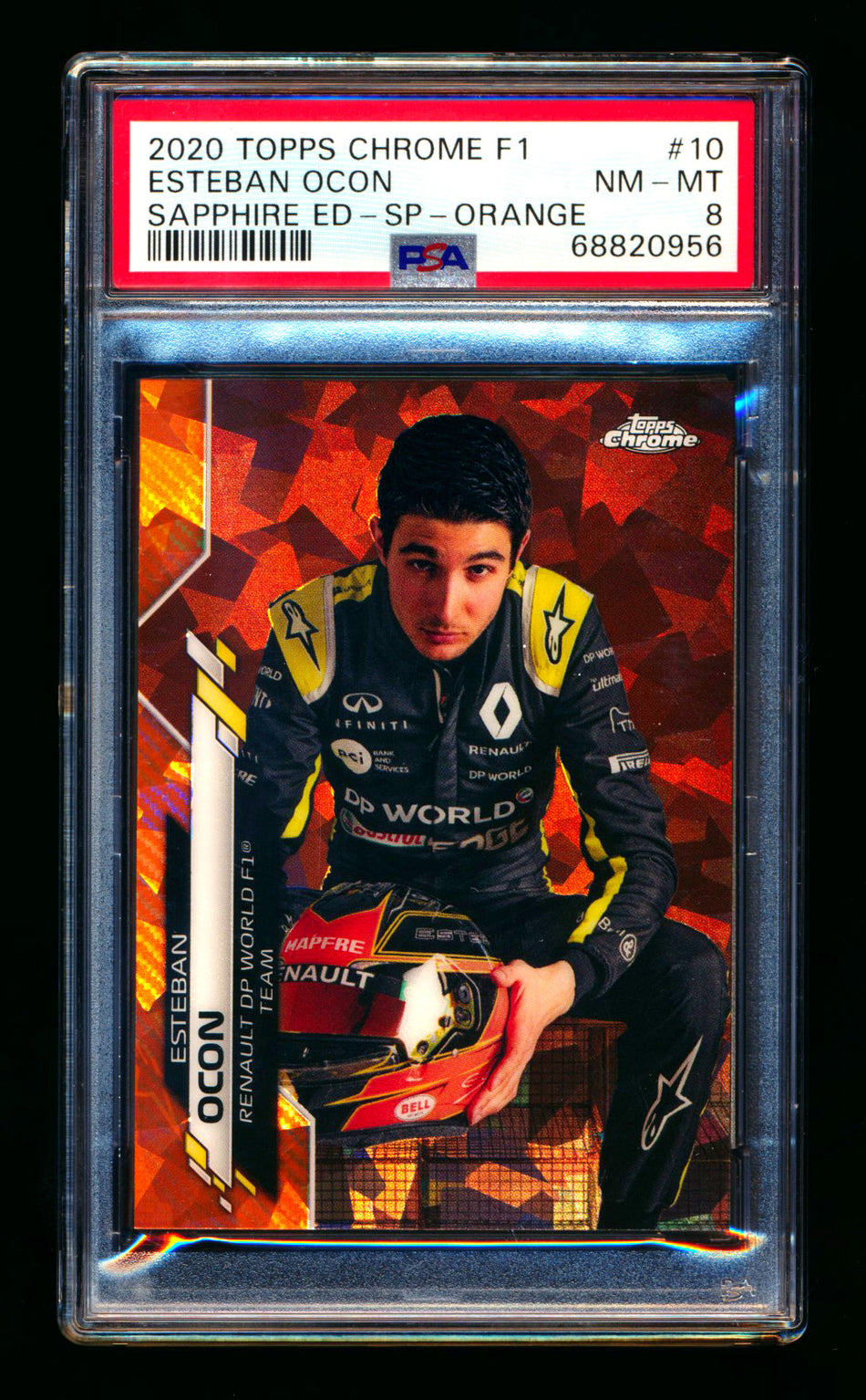 2020 Topps Chrome Sapphire F1 #10 Esteban Ocon RC Orange Refractor Image Variation SP #08/25 PSA 8 ** (SOLD eBay - $299.00 - 8/23/2025) **
