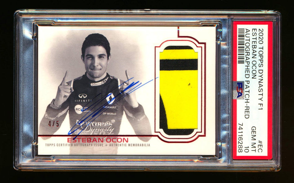 2020 Topps Dynasty F1 #DAP-EC Esteban Ocon ROOKIE Red Patch Autograph #4/5 PSA 10 Gem Mint ** (SOLD - $895.00 - 10/23/2024) **