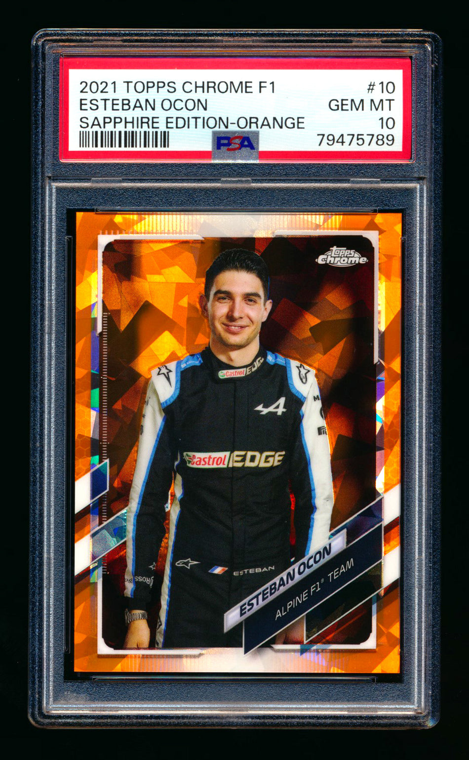 2021 Topps Chrome Sapphire F1 #10 Esteban Ocon Orange Refractor Portrait #25/25 PSA 10 (Last Number!) ** (SOLD - $55.00 - 12/31/2024) **