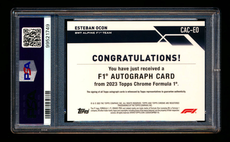 2023 Topps Chrome F1 #CAC-EO Esteban Ocon Red Refractor Autograph #2/5 PSA 9 DNA 10 ** (SOLD - $379.00 - 1/17/2025) **