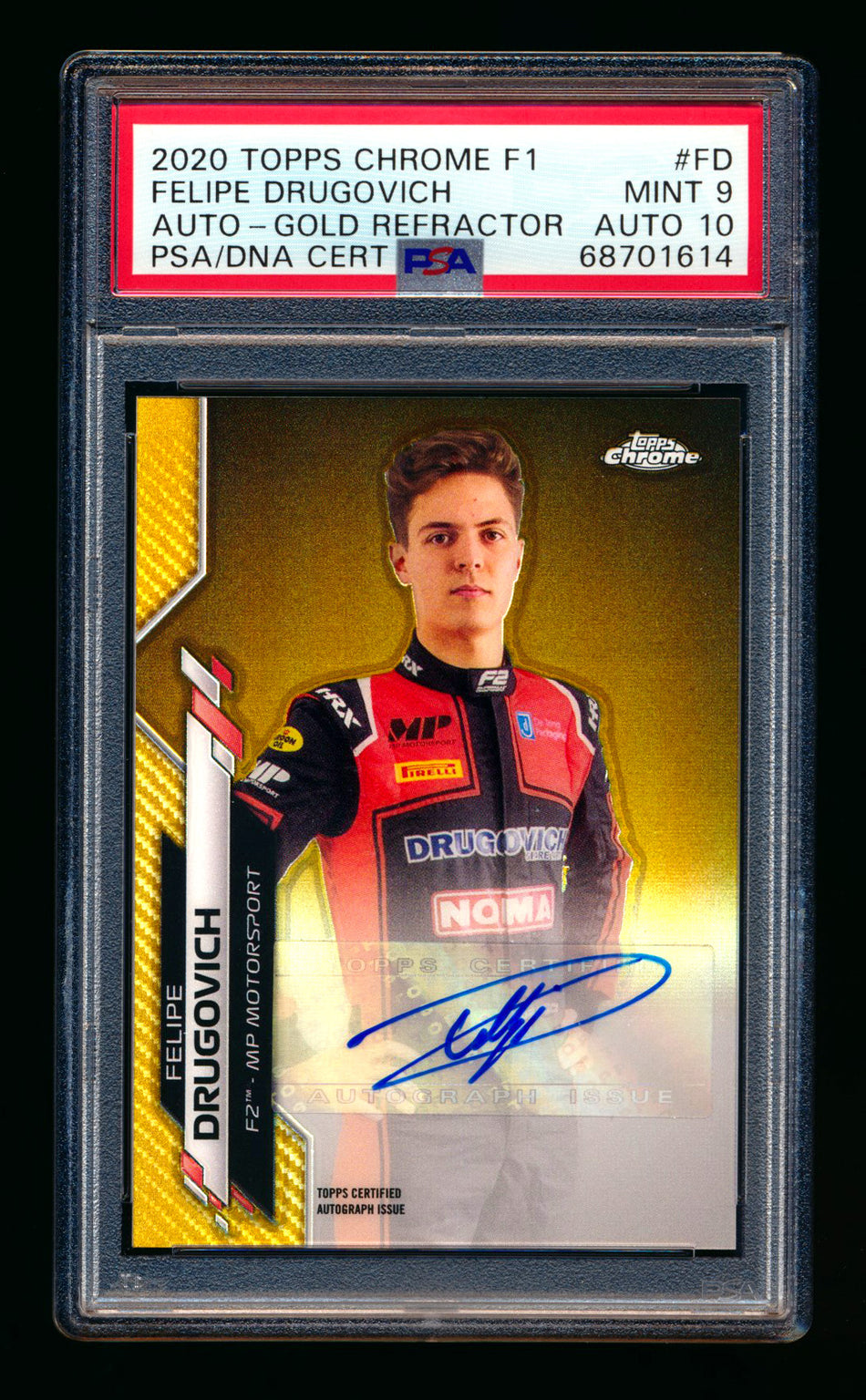 2020 Topps Chrome F1 #F1A-FD Felipe Drugovich RC Gold Refractor Autograph #03/50 PSA 9 DNA 10