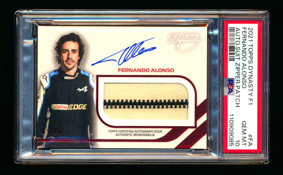 2021 Topps Dynasty F1 #AZP-FA Fernando Alonso ROOKIE Zipper Patch Autograph #05/10 PSA 10 Gem Mint - POP 1!