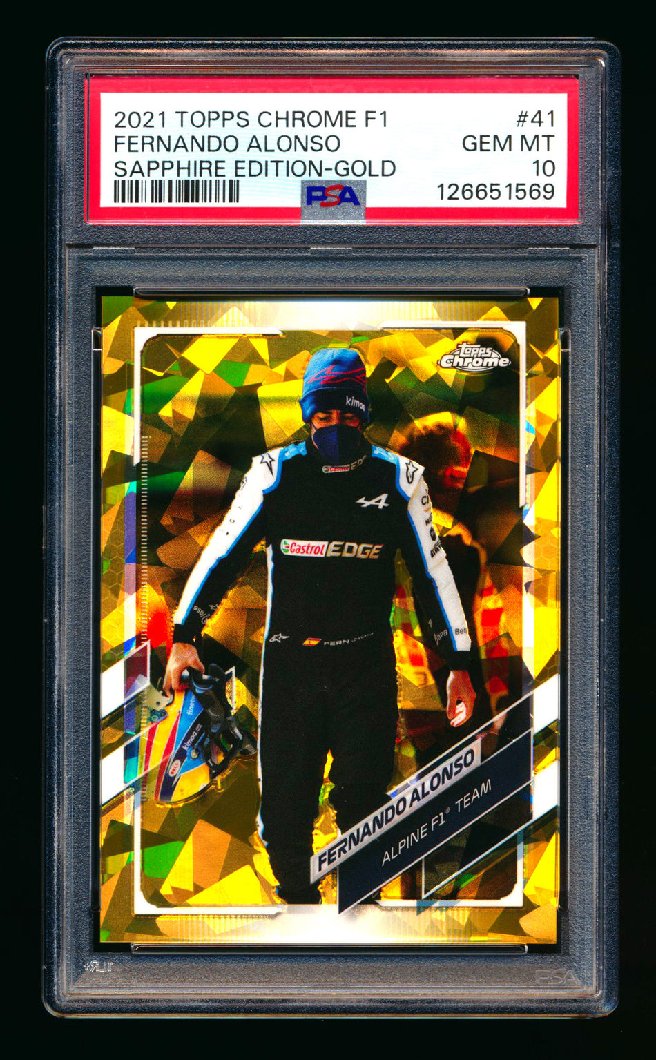2021 Topps Chrome Sapphire F1 #41 Fernando Alonso RC Gold Refractor #06/50 PSA 10 ** (SOLD eBay - $95.00 - 1/8/2026) **
