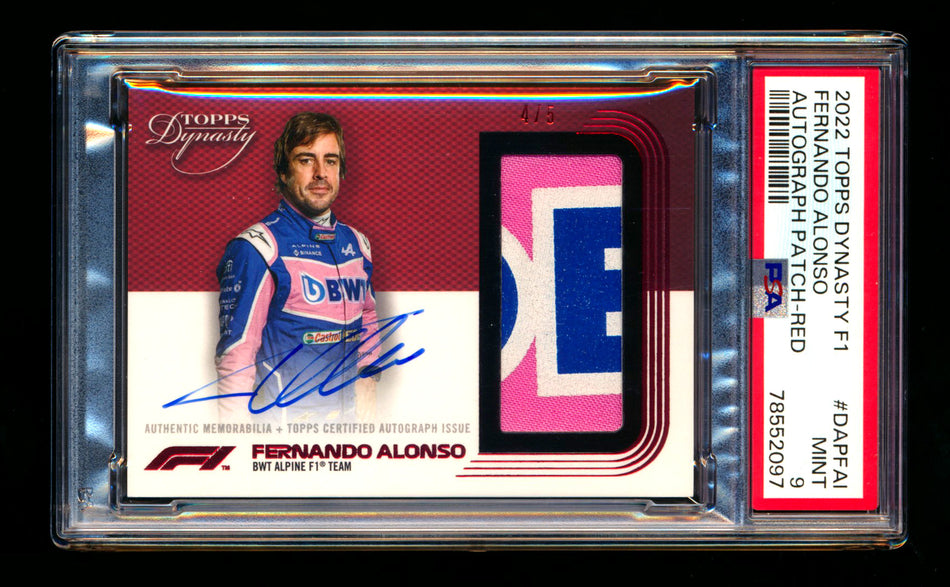 2022 Topps Dynasty F1 #DAP-FAI Fernando Alonso Red Patch Autograph #4/5 PSA 9 Mint ** (SOLD eBay - $700.00 - 3/21/2025) **