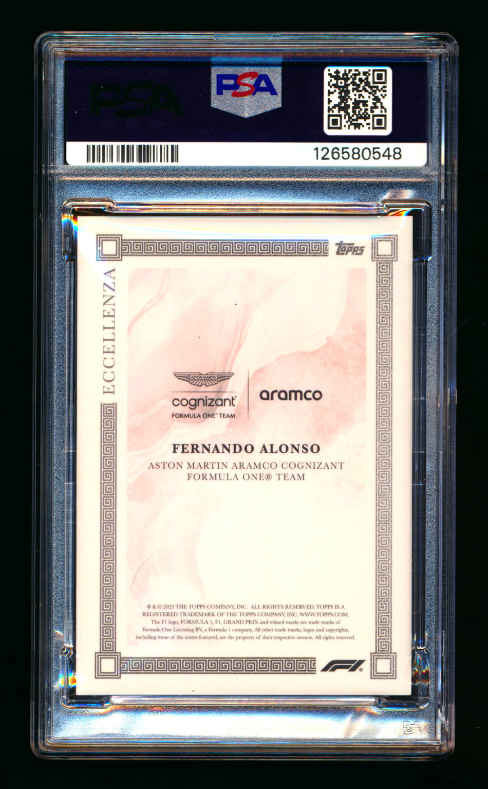 2023 Topps Eccellenza F1 Fernando Alonso Red Parallel #02/10 PSA 9 ** (SOLD - $224.10 - 5/6/2026) **