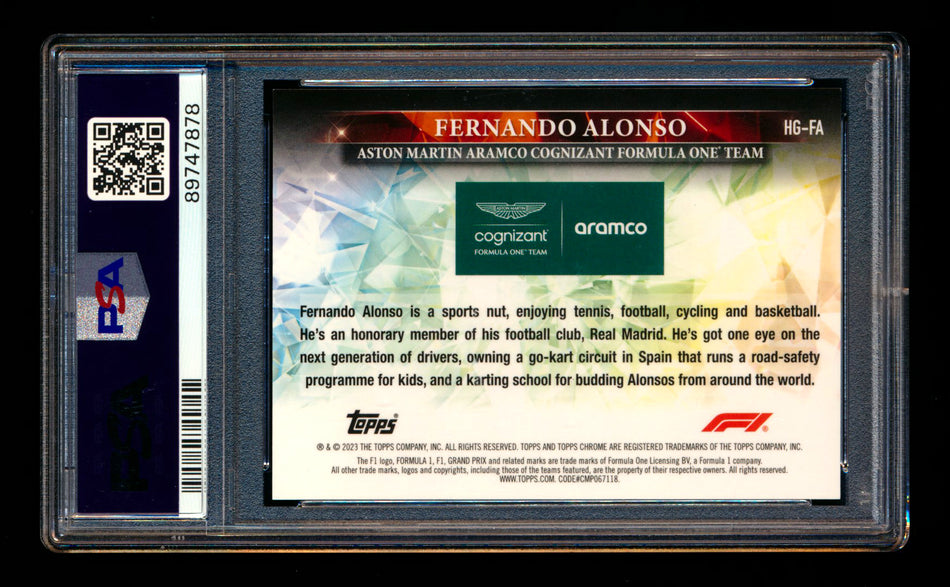 2023 Topps Chrome F1 Hidden Gems #HG-FA Fernando Alonso PSA 7