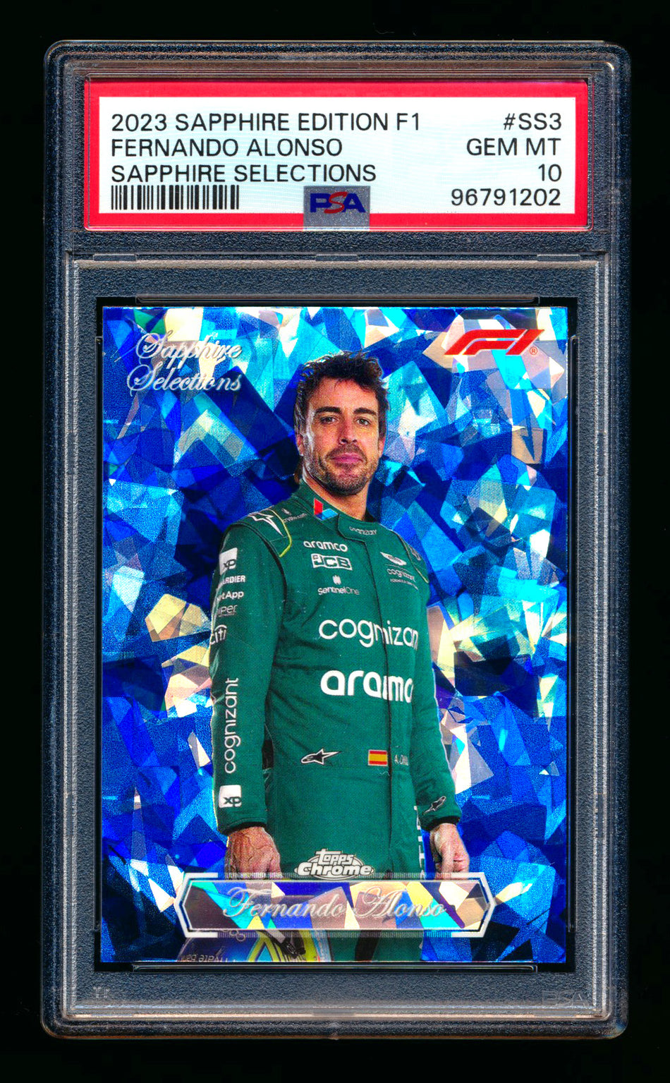2023 Topps Chrome F1 Sapphire Selections #SS-3 Fernando Alonso Refractor PSA 10 ** (SOLD - $95.00 - 1/19/2025) **