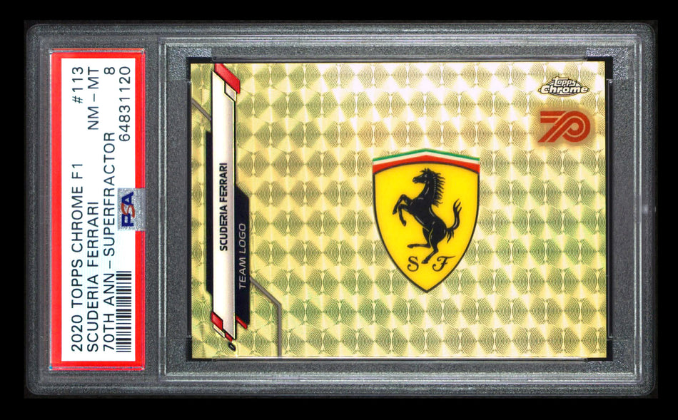 2020 Topps Chrome F1 #113 Scuderia Ferrari Team Logo RC 70th Anniversary Superfractor PSA 8