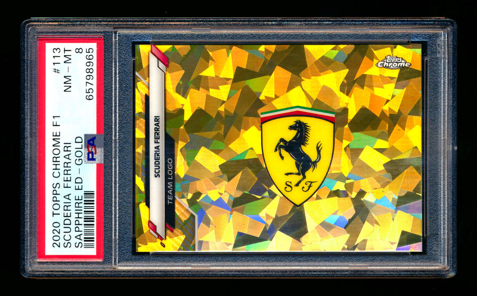 2020 Topps Chrome Sapphire F1 #113 Scuderia Ferrari Team Logo RC Gold Refractor #01/50 PSA 8 (First #!) ** (SOLD - $850.00 - 12/9/2024) **