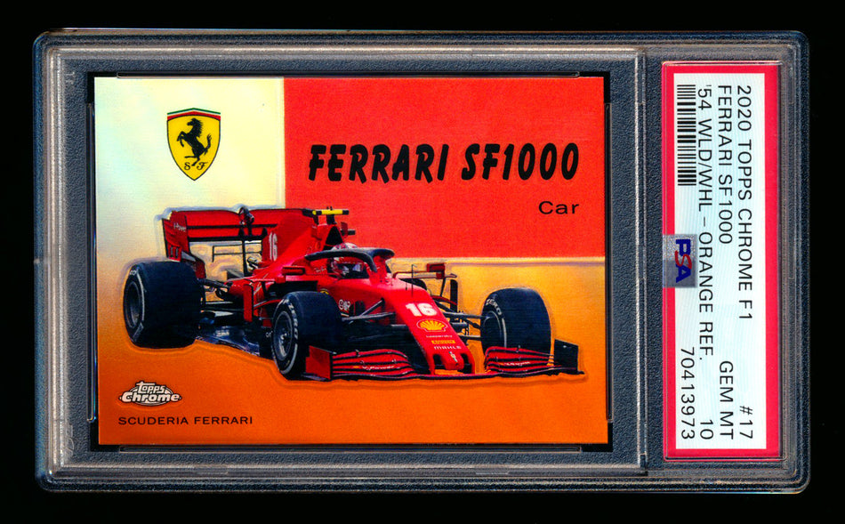 2020 Topps Chrome F1 1954 World on Wheels #54W-17 Ferrari SF1000 RC Orange Refractor #03/25 PSA 10