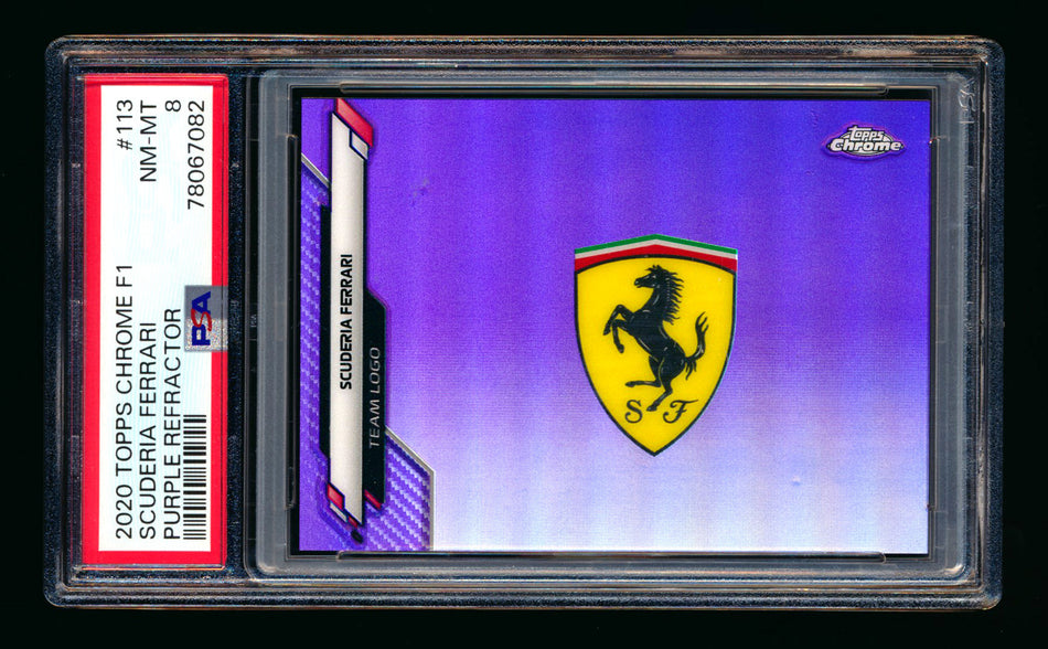 2020 Topps Chrome F1 #113 Scuderia Ferrari Team Logo RC Purple Refractor #114/399 PSA 8 ** (SOLD eBay - $99.00 - 12/29/2024) **