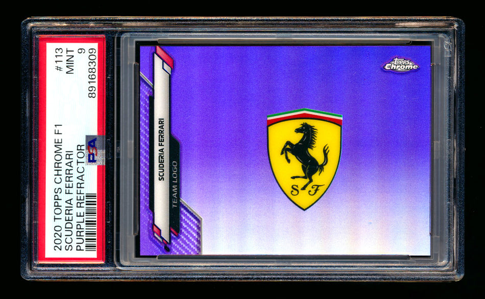 2020 Topps Chrome F1 #113 Scuderia Ferrari Team Logo RC Purple Refractor #205/399 PSA 9