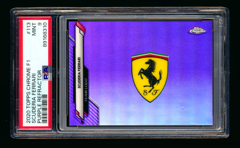 2020 Topps Chrome F1 #113 Scuderia Ferrari Team Logo RC Purple Refractor #258/399 PSA 9