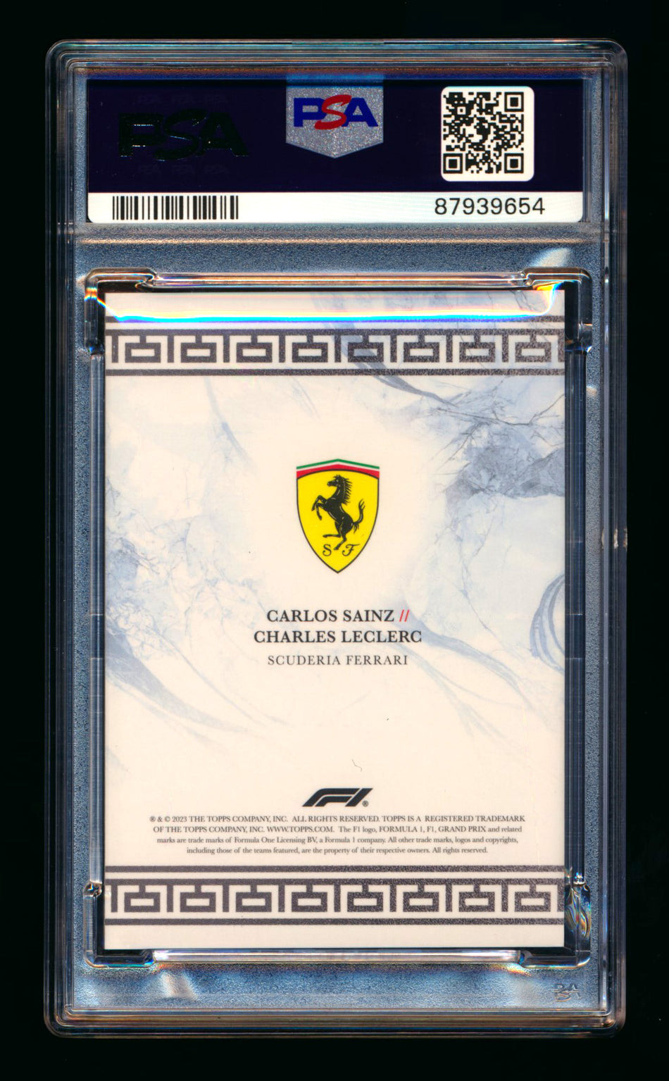 2023 Topps Eccellenza F1 La Squadra Scuderia Ferrari Charles Leclerc/Carlos Sainz Gray Parallel #24/75 PSA 10 ** (SOLD - $79.00 - 12/12/2024) **