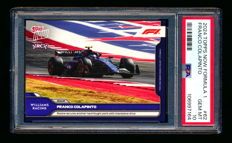 2024 Topps Now F1 #62 Franco Colapinto RC Formula One PSA 10 - POP 1! ** (SOLD - $65.00 - 7/27/2025) **