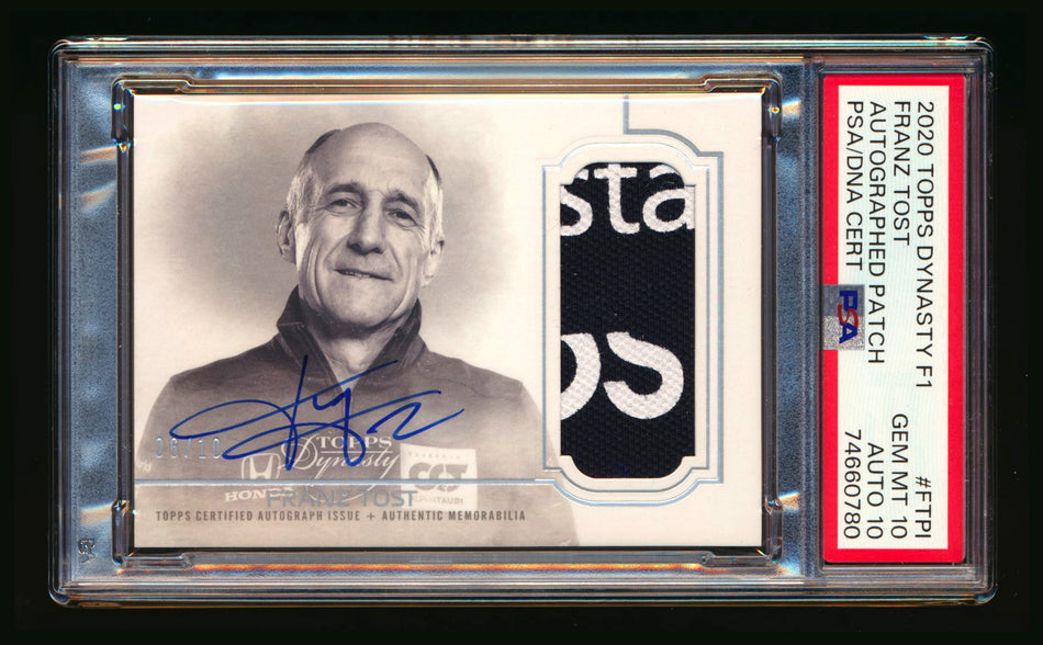 2020 Topps Dynasty F1 #DAP-FTPI Franz Tost ROOKIE Patch Autograph #06/10 PSA 10 Gem Mint DNA 10 ** (SOLD - $379.00 - 10/26/2024) **