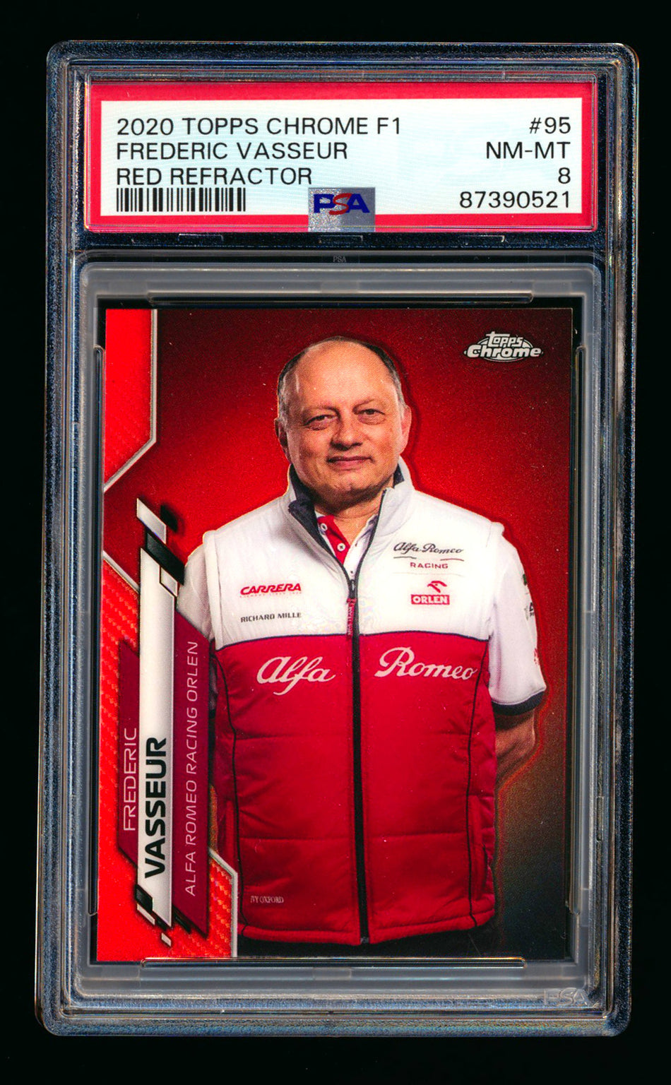 2020 Topps Chrome F1 #95 Frederic Vasseur RC Red Refractor #4/5 PSA 8 ** (SOLD - $325.00 - 10/23/2024) **
