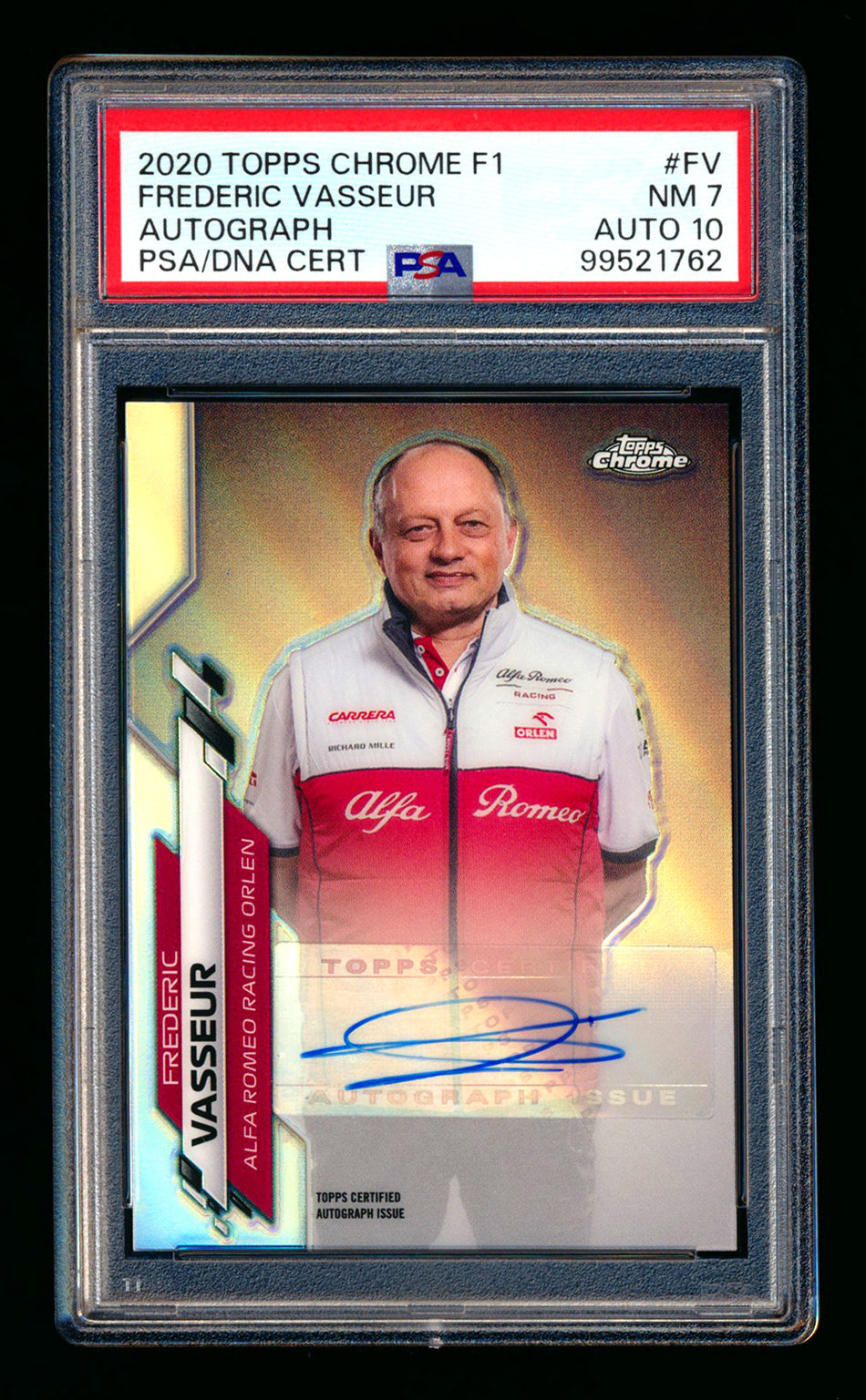 2020 Topps Chrome F1 #F1A-FV Frederic Vasseur RC Refractor Autograph #71/90 PSA 7 DNA 10