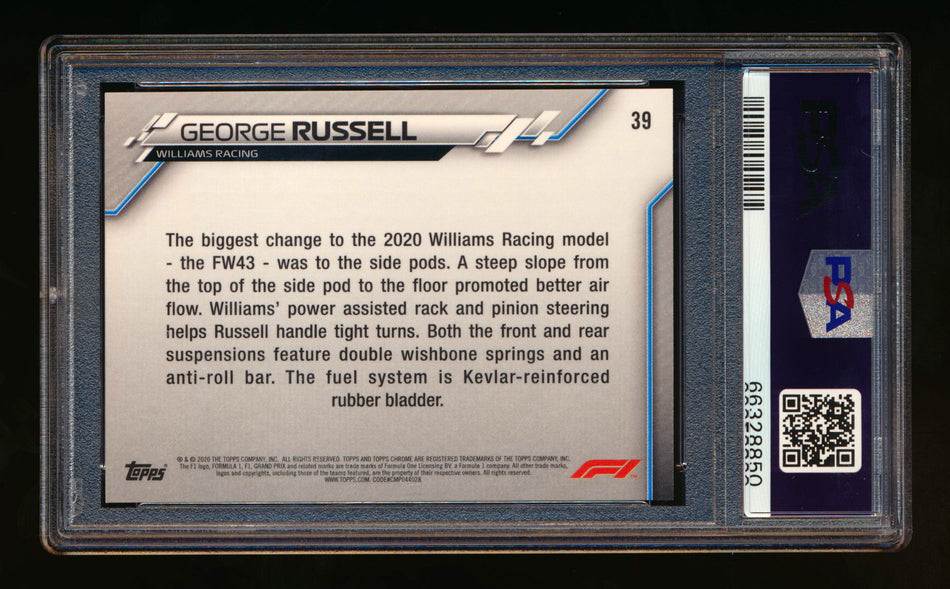 2020 Topps Chrome F1 #39 George Russell RC 70th Anniversary Gold Refractor PSA 10