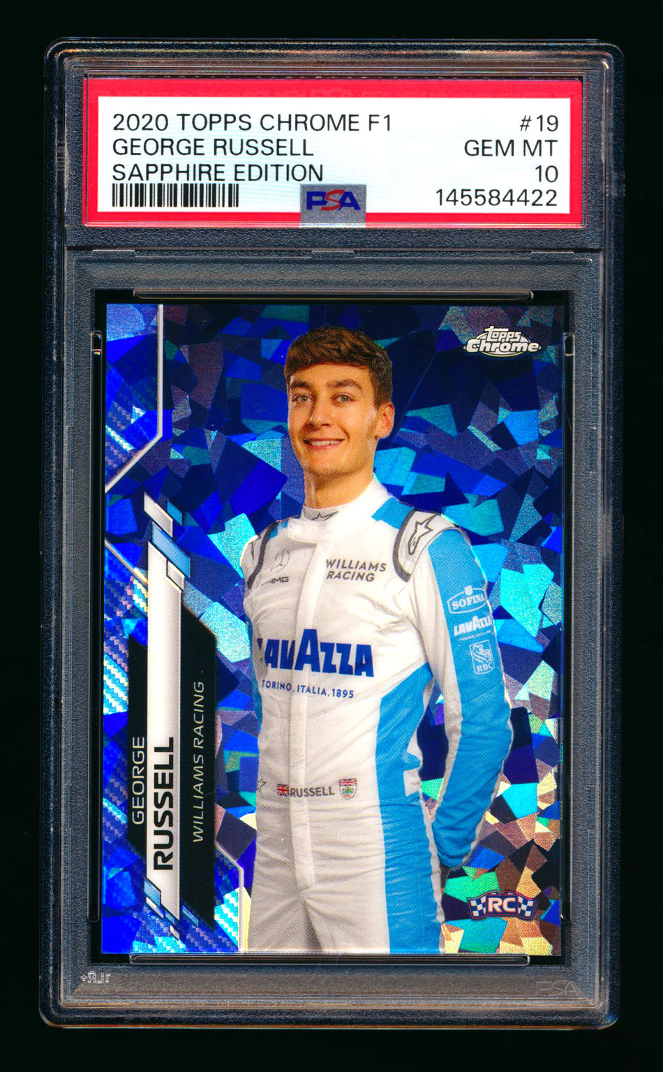 2020 Topps Chrome Sapphire F1 #19 George Russell RC Refractor Portrait PSA 10