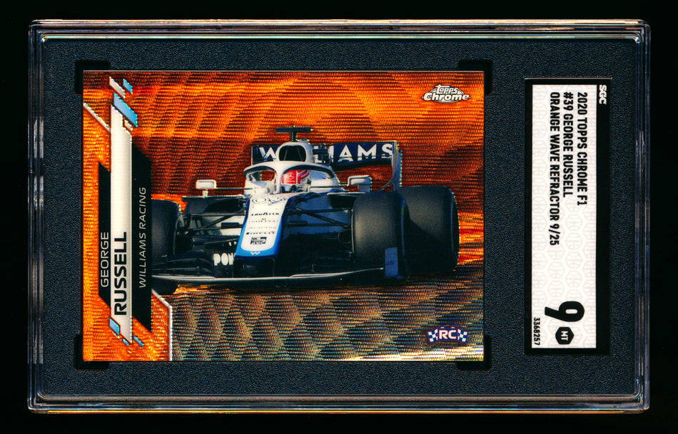 2020 Topps Chrome F1 #39 George Russell RC Orange Wave Refractor #09/25 SGC 9