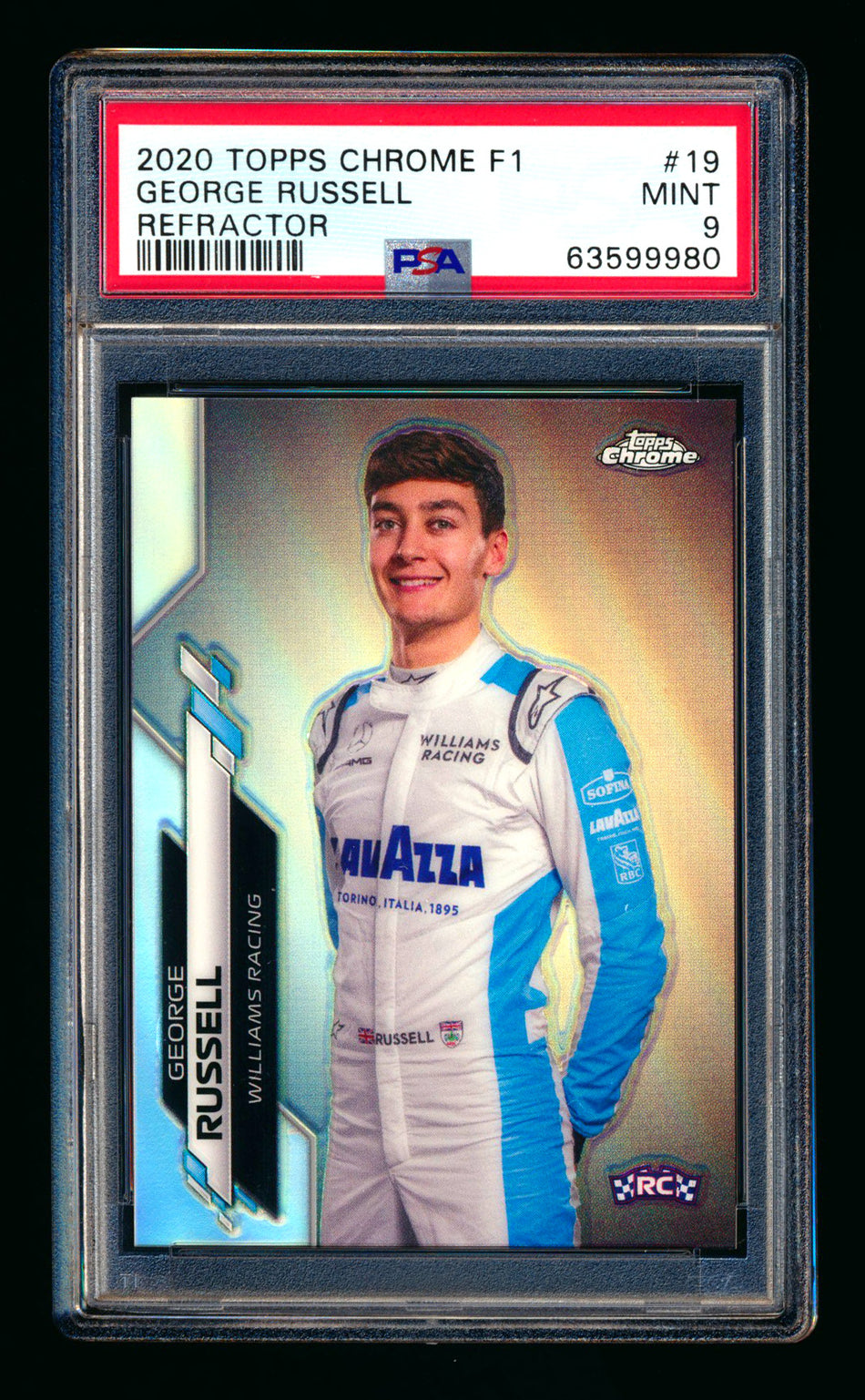 2020 Topps Chrome F1 #19 George Russell RC Refractor Portrait PSA 9