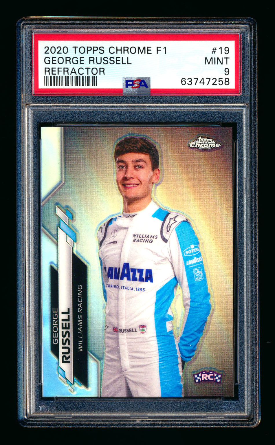 2020 Topps Chrome F1 #19 George Russell RC Refractor Portrait PSA 9