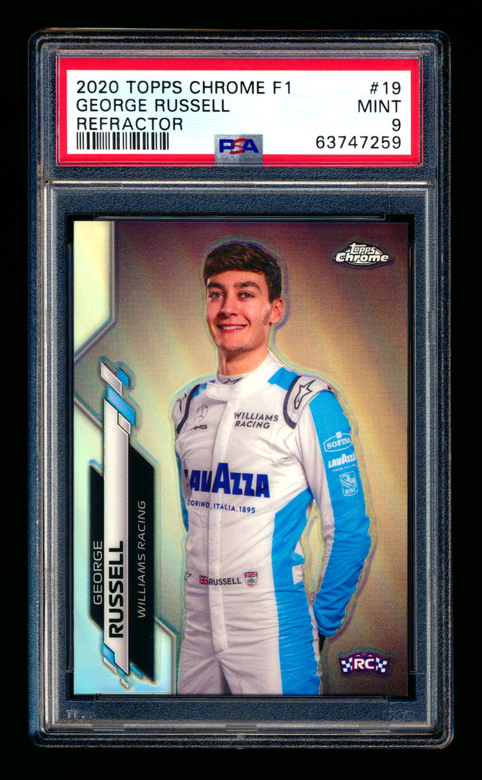 2020 Topps Chrome F1 #19 George Russell RC Refractor Portrait PSA 9 ** (SOLD eBay - $45.00 - 1/1/2025) **