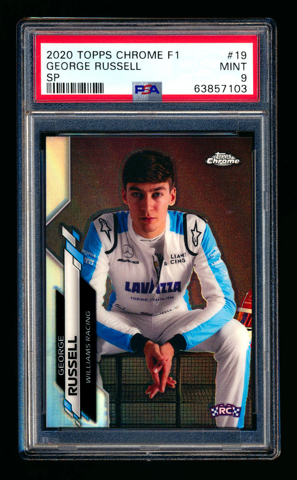 2020 Topps Chrome F1 #19 George Russell RC Refractor Image Variation SP PSA 9