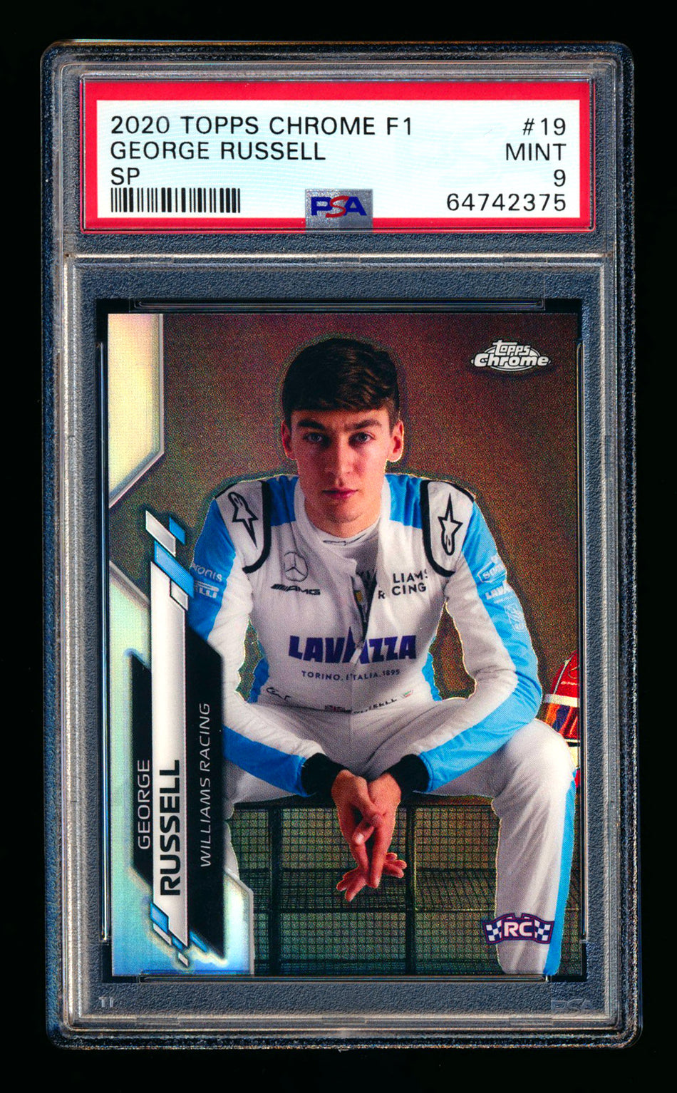 2020 Topps Chrome F1 #19 George Russell RC Refractor Image Variation SP PSA 9