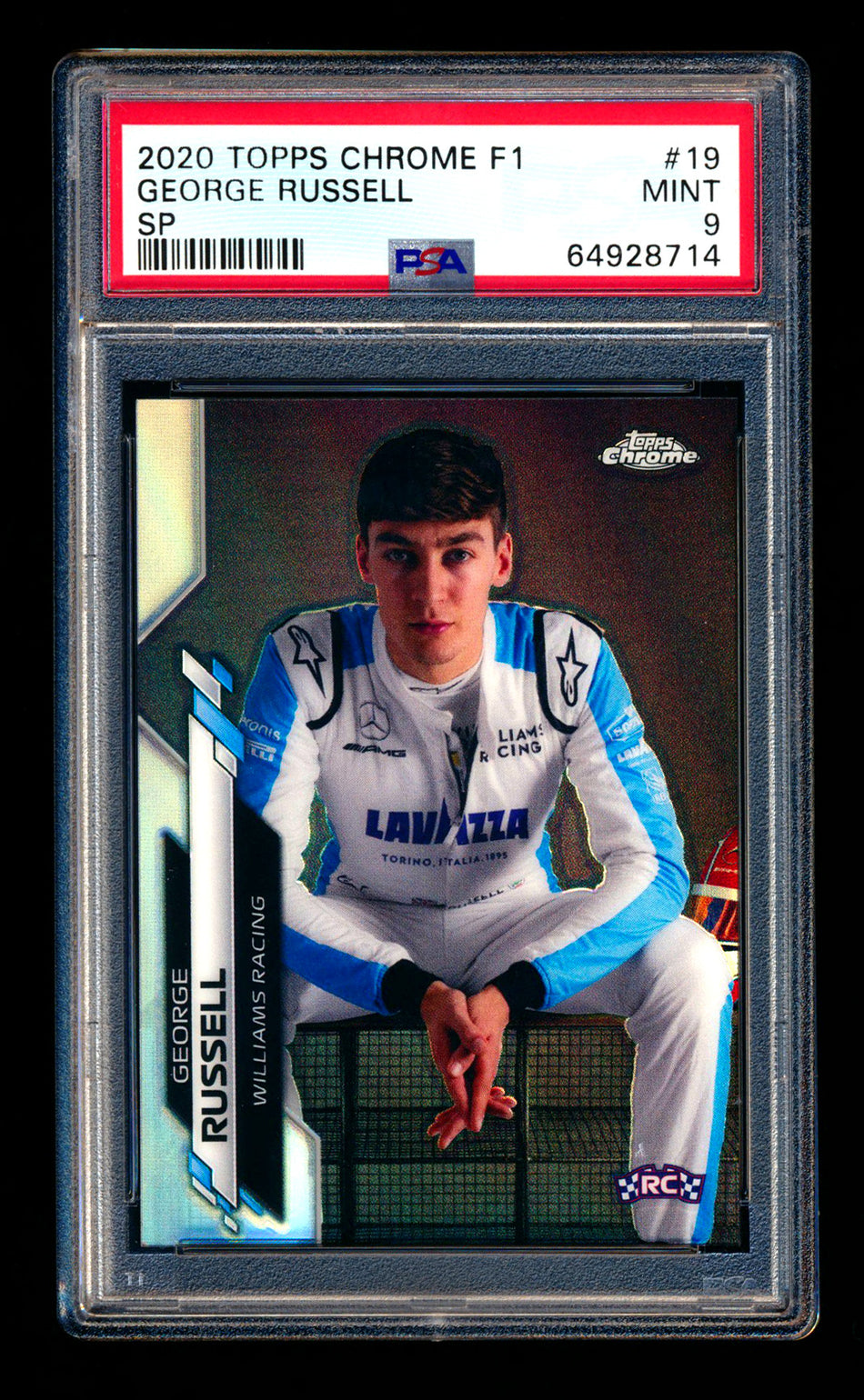 2020 Topps Chrome F1 #19 George Russell RC Refractor Image Variation SP PSA 9