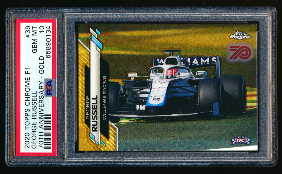 2020 Topps Chrome F1 #39 George Russell RC 70th Anniversary Gold Refractor PSA 10