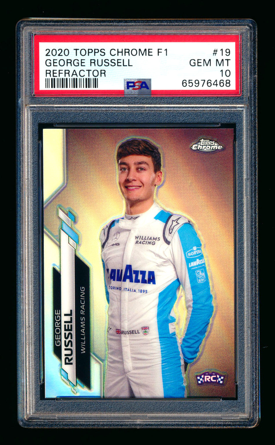 2020 Topps Chrome F1 #19 George Russell RC Refractor Portrait PSA 10