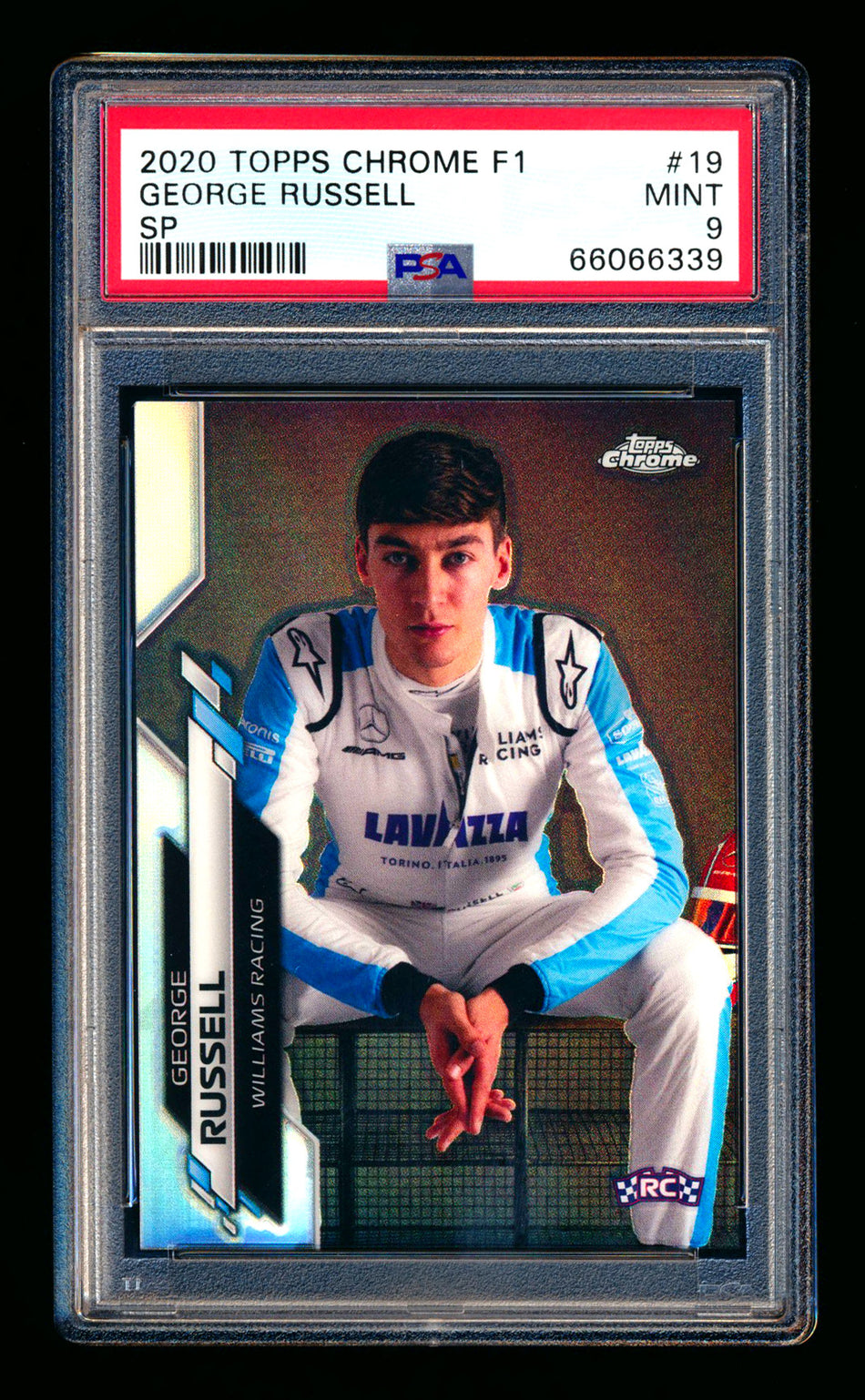2020 Topps Chrome F1 #19 George Russell RC Refractor Image Variation SP PSA 9
